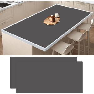 2Pack Large Silicone Mats for Kitchen Counter, 48''x24''(120cmx60cm) Heat Resistant Mat for Kitchen Island, Waterproof Multipurpose Countertop Protector, Dark Gray