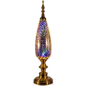 Porseme Table Lamp Decorative Turkish Arabian Desk Lamp with Handmade 3D Effect Glass and Bronze Base for Bedroom, Bedside, Living Room, Office