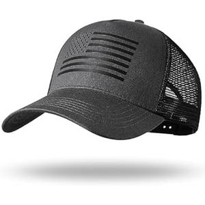 American Flag Trucker Hat  Snapback Hat, Baseball Cap for Men Women  Breathable Mesh Side, Adjustable Fit  for Casual Wear (US, Alpha, One Size, Standard, Dark Grey/Black)