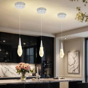 Pendant Light Kitchen Islan 1-Light Silver Small Chandelier Modern Crystal Pendant Light Fixture for Dining Room, Living Room,Bedroom, Foyer