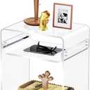 Acrylic End Table Record Player Table with Storage Shelf Clear Side Table Nightstand (15.7x19.7x11.8) (Clear)