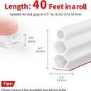 40 Feet Self-Adhesive Rubber Weather Stripping, Diamond-Shaped Extra Thick Rubber Door Weather Stripping Door Seal Strip for Door Frame Door Insulation Strip Waterproof Fits Big Gaps(White)