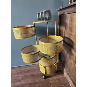 5 Tier Rotating Storage No Assembly Kitchen Cart Organizer Metal Vegetable Fruit Basket Rotating Shelves for Kitchen Dorm Office Bathroom Matte Mustard Golden Yellow Lightweight