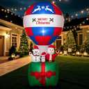 7FT Christmas Inflatable Hot Air Balloon Santa Decoration,Blow Up Outdoor Holiday Decor with Santa,Polar Bear and Penguin Figures,Built-in LED Lights Decoration for Xmas Party,Garden,Lawn,New Year