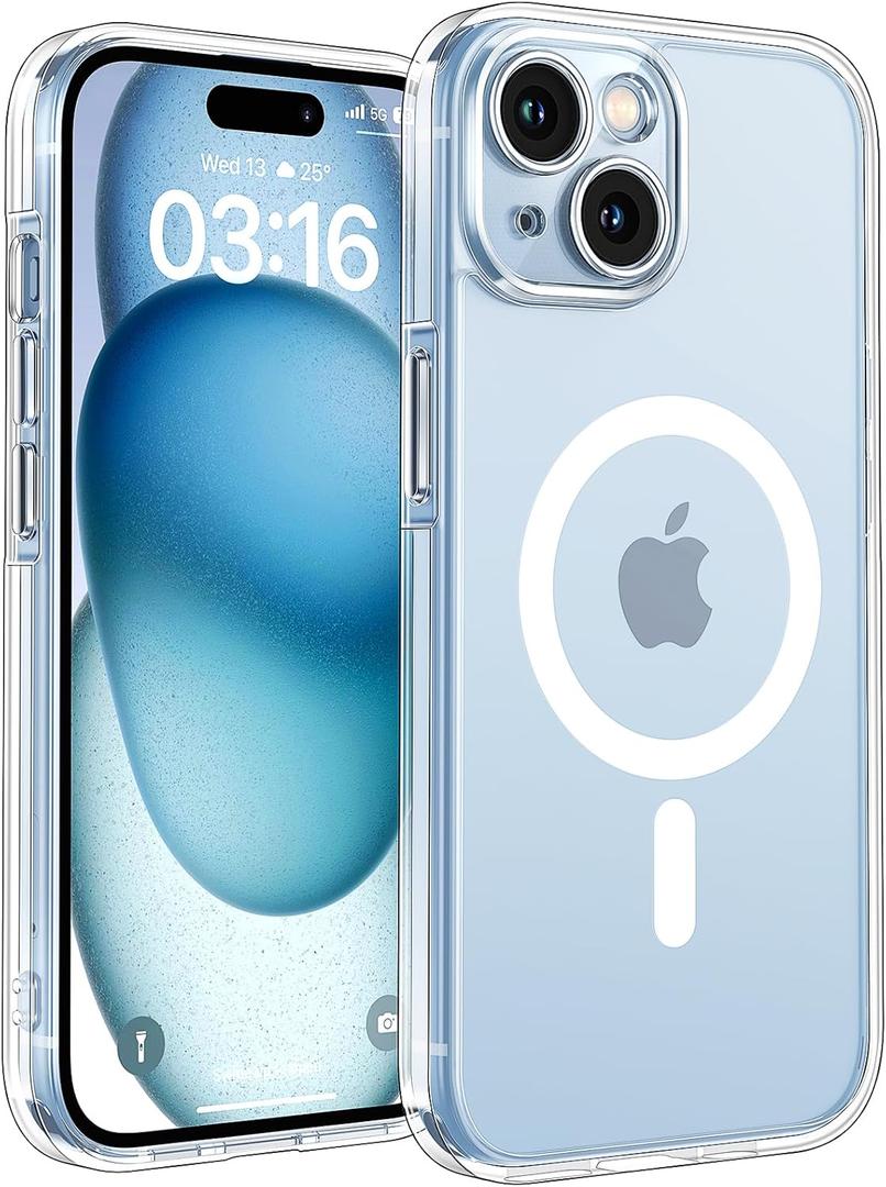TOCOL Magnetic for iPhone 15 Plus Case Clear, Non-Yellowing, Full Camera Protection, Compatible with Magsafe, Military Grade Protection, Bumper for iPhone 15 Plus 6.7 Inch (Clear)