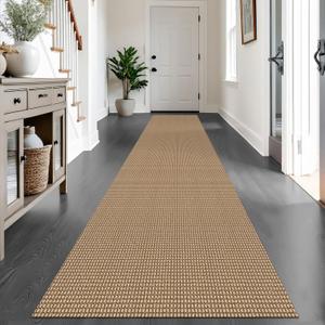 IOHOUZE Washable Exrea Long Hallway Runner Rug 2.6x16 Rubber Backed Kitchen Runner Entryway Runner Indoor, Woven Rugs Floor Carpet for Kitchen Hall Entryway Stair, Orange/Tan/Brown