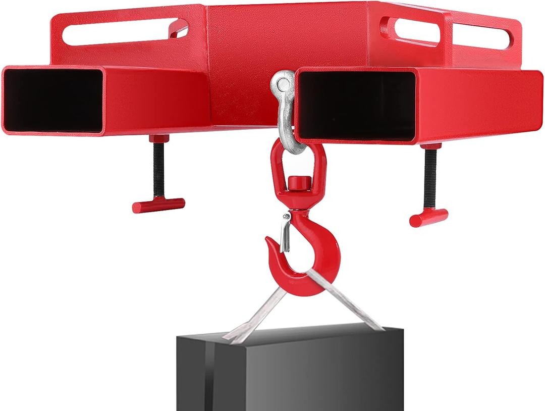 VEVOR Forklift Lifting Hook, 6600lbs Capacity Forklift Lifting Hoist, Red Forklift Mobile Crane with Swivel Hook and Two Large T-Screws, Hook Forklift Lifting Hoist, Fork Lifting Attachment