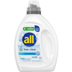 all free clear, Original, Liquid Laundry Detergent for Sensitive Skin, Unscented and Hypoallergenic, Concentrated, 50oz, 64 Loads (50 Fl Oz (Pack of 1))