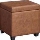 SONGMICS Square Storage Ottoman with Hinged Lid, 16.9 x 16.9 x 18.1 Inches