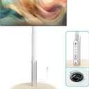 Floor Mobile TV Stand with Power Outlet, Rolling TV Cart for 27-65 Inch OLED LED Monitors, 6 Levels of Height Adjustment, Ambient Lighting on The Bottom Wheels Holds up to 88lbs, 400x400mm (Grain)