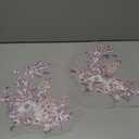 CRAFTYMELODY 2PCS 3D Embroidered Flower Fabric Beaded Lace Applique Lavender Cloth Appliques Sew On Patches Handmade Sewing Tool for Wedding Bridal Dress DIY Crafts Clothing Accessories