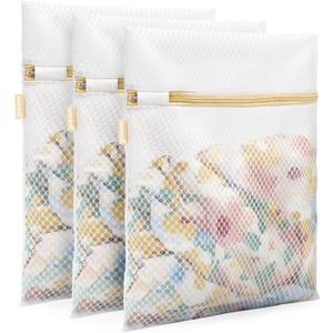 Mesh Laundry Bags, Washing Machine Wash Bags, Reusable and Durable Mesh Wash Bags for Delicates Blouse, Hosiery, Underwear, Bra, Lingerie Baby Clothes - 3M12 x 16 Inches