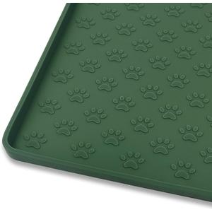 Ptlom Pet Placemat for Dog and Cat, Waterproof Silicone Pet Feeding Bowl Mats for Food and Water, Small Medium Large Dogs Mat Prevent Residues from Spilling to Floor, Hunter Green, 18" 12"