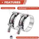 6 Pack 1-3/16 inch T-Bolt Hose Clamps, Stainless Steel_304 Working Range 38mm-43mm for 1-3/16" Hose ID, Turbo Intake Intercooler Clamp for Automotive