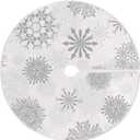 Christmas Tree Skirt 36 inch Gray Silver Snowflakes Xmas Tree Skirt Large Holiday Party Tree Mat Rustic Christmas Decorations New Year Xmas Ornaments (Medium, A002)