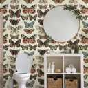 Affrolling Vintage Butterfly Peel and Stick Wallpaper, 15.75"x118" Boho Removable Waterproof Vinyl Renter Friendly Adhesive Wall Paper Contact Paper for Cabinet Drawer Wall Decor