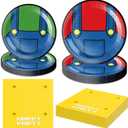 40pcs Super Game Birthday Party Decorations Brother Themed Party Supplies Dinner Plates Dessert Plates Napkins Set for Baby Shower