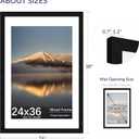 24X36 Poster Frame, Display Pictures 20X30 with Mat or 24X36 Without, Wall Hanging Frames, Black, 3 Pack