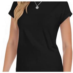 YOGINGO Short Sleeve Shirts for Women Crew Neck Tee - Fashion Summer Spring Cap Sleeve Tops for Women L