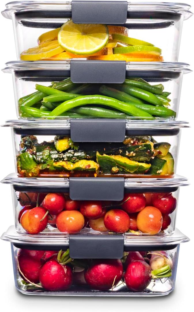 Rubbermaid Brilliance Food Storage Containers BPA Free Airtight Lids Ideal for Lunch Meal Prep & Leftovers Set of 5 (3.2 Cup) (Set of 5 (3.2 Cup) Containers)