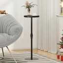 TUTOTAK Tall Round Side Table, Small End Table, Drink Table, Pedestal Side Table, livingroom, Black
