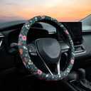 Wild Flowers Steering Wheel Cover Auto Steering Wheel Protector, Anti-Slip, Breathable, Absorbing Sweat, Universal Floral Car Accessories 14.515 inch,Fit for Most Car, Trucks, SUV