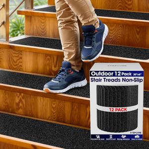 Outdoor Stair Treads Non Slip 30" x 6" 12-Pack Waterproof 80-Grit Grip Strips for Wooden Steps Anti Slip & Anti Skid Step Treads by STEPCORE