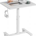 Small White Standing Rolling Desk - 24 Inch Portable Mobile Stand Up Kids Desk Adjustable Height with Wheels for Small Spaces, Couch Laptop Desks Side End Table for Home Office, White (23.6")