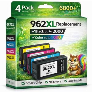 962XL Ink Cartridges Combo Pack Replacement for HP 962XL 962 Black and Color Ink Cartridges Work for hp officejet pro 9010 9015 9018 9020 9025 9026 9019 9012 9013 9014 9016 9022 9023 Printer (4 Pack)