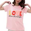 Valentines Shirts for Women Cute Valentines Love Teacher Short Sleeve Tee Tops Pink Valentine Blouse