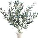 35inch Artificial Olive Branches for Vases,4pcs Bendable Faux Olive Branches with Fruits,Greenery Stems for Living Room Home Decor,Coffee Table Decor(Vase Not Included) (4pack)