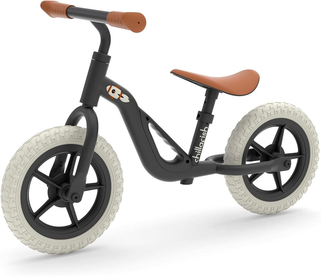 Chillafish Charlie Kids Balance Bike: Lightweight Frame, Toddler Bicycle with No-Puncture Tires, Adjustable Seat & Handle Bars, Easy Carry Handle (Black)