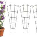 Thealyn 4 Pack 32" Metal Plant Trellis for Pots & Garden Beds, Rustproof Support for Indoor Outdoor Climbing Plants, Vines, Flowers, Fan Shaped, Green