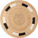 JONATHAN Y Porto Jute Circle Natural/Cream/Black 4' Round Indoor Area Rug, Cottage, Geometric, Easy-Cleaning for Living Room, Bedroom, Kitchen, Pet Friendly, Non-Shedding (RNF106A-4R)