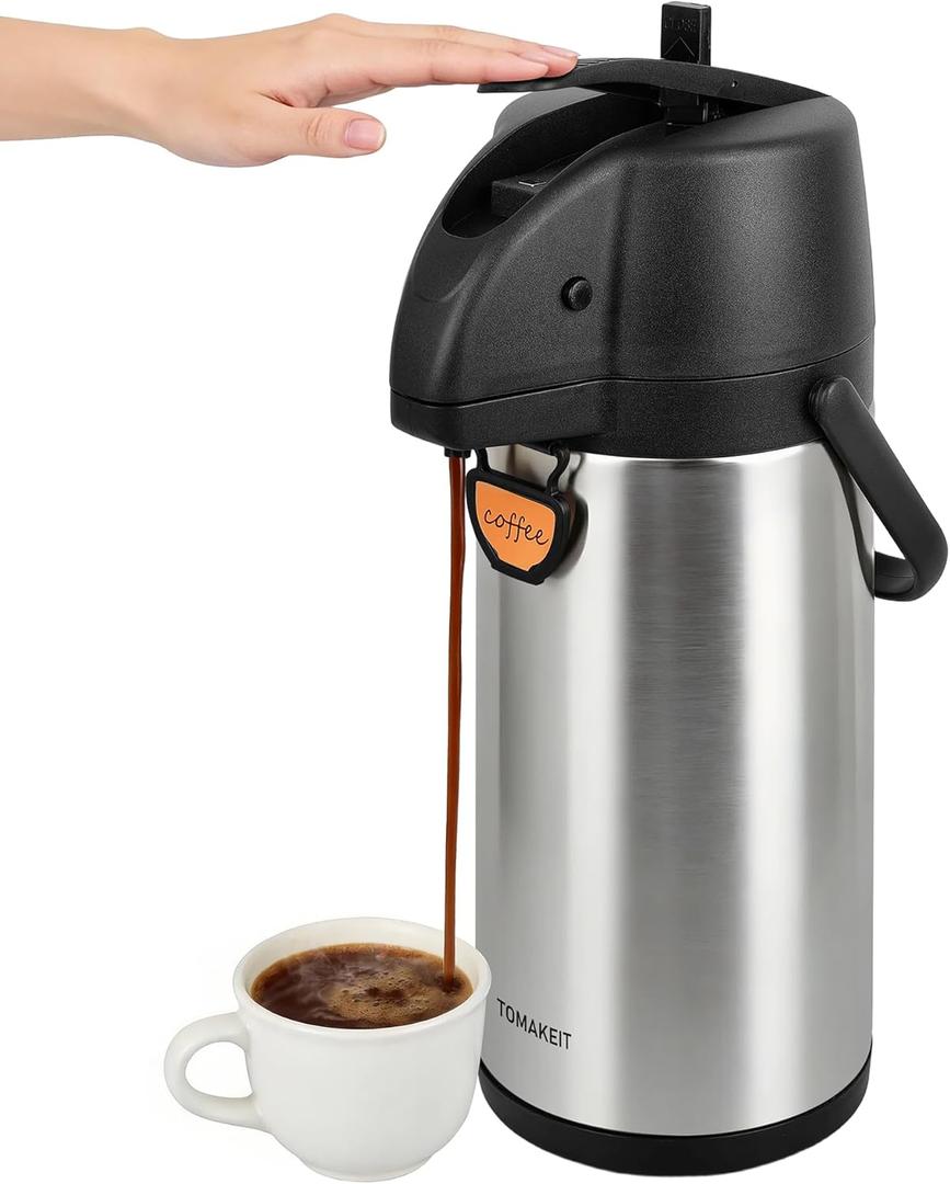 Airpot Coffee Dispenser Thermal with Pump,3L/102 Oz Insulated Stainless Steel Large Airpot Coffee Carafe Lever Action for Hot/Cold Water,Thermal Carafe for Hot Cocoa for Parties (101.4 Ounces)