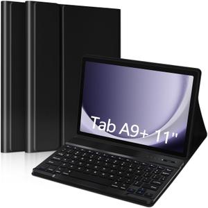 MORECOO for Samsung Galaxy Tab A9 Plus Case with Keyboard 11 inch 2023 (SM-X210/X216/X218), A9 Plus Tablet Case with Detachable Wireless Keyboard, Black