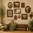 Vintage Hummingbird Wall Art, Ornate Gold Framed Floral Garden Print,, 16"L x 24"W