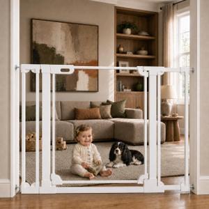 WAOWAO Clear Acrylic Baby Gate 29.52-47.24" Wide Indoor Pressure Mounted