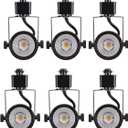 CLOUDY BAY 8W Dimmable LED Track Light Head,CRI 90+ Warm White 3000K,Adjustable Tilt Angle Track Lighting Fixture,120V 40 Angle for Accent Retail,Black Finish Halo Type - Pack of 6