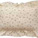 SNRTKA Ruffle Pillow Case 1 Pcs Ruffle Edge Gauze Cotton Princess Pillow Case Pillowcase Decorative for Home Bedding Bedroom(Color 10,48cmX74cm)