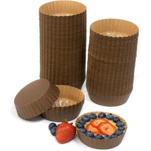 Ridged Paper Coated Baking Cup - Sturdy for Baking and Serving (150), 4" x 3.25" x 1 1/8"