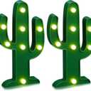 Riakrum 2 Pcs LED Night Light LED Cactus Light Mexican Party Decorations Cinco De Mayo Decorations Cute Lamp for Table Room Bedroom Party Decoration Home(10 x 5.71 Inch)