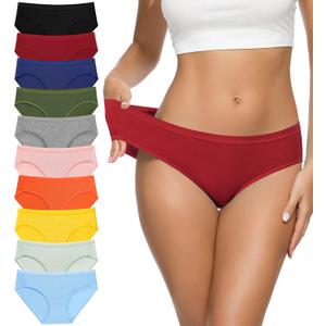 Eiggam Women's Cotton Bikini Panties,High-Cut Full Coverage Stretch Cool Underwear for Women (Large, Multicoloured a - 10 Pack)
