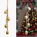 Christmas Hanging Large Cow Bells - Rustic Golden Metal Bells for Farmhouse, Garden & Holiday Décor (Medium Rope (Set 4)