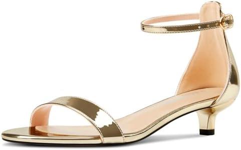 Aachcol Women Sandals Peep Open Toe Kitten Low Heel Ankle Strap Dress Shoes 1.5 Inch.8,5