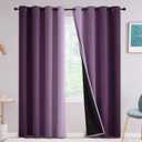 Yakamok Purple 100% Blackout Curtains for BedroomOmbre Room Darkening Curtains for Living Room Grommet Window Curtains 84 inches Long,Thermal Insulated Gradient Curtains & Drapes,2 Panels,52x84 inch