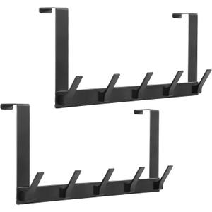 Over The Door Hooks, Towel Rack for Bathroom, Hanger for Hanging Clothes Hat (Black, 2 Pack)