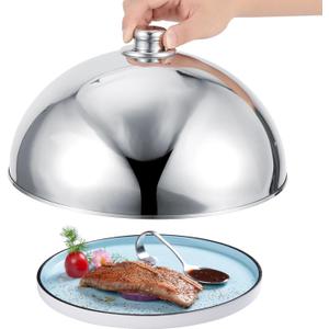 Stainless Steel Food Dome Cover, 12.5 inch Cloche Serving Dish Food Cover Round Basting Cover Cheese Melting Lid, Dessert Dish Dome for Hotel Restaurant Buffet Party Kitchen Barbecue (12.5 inch)