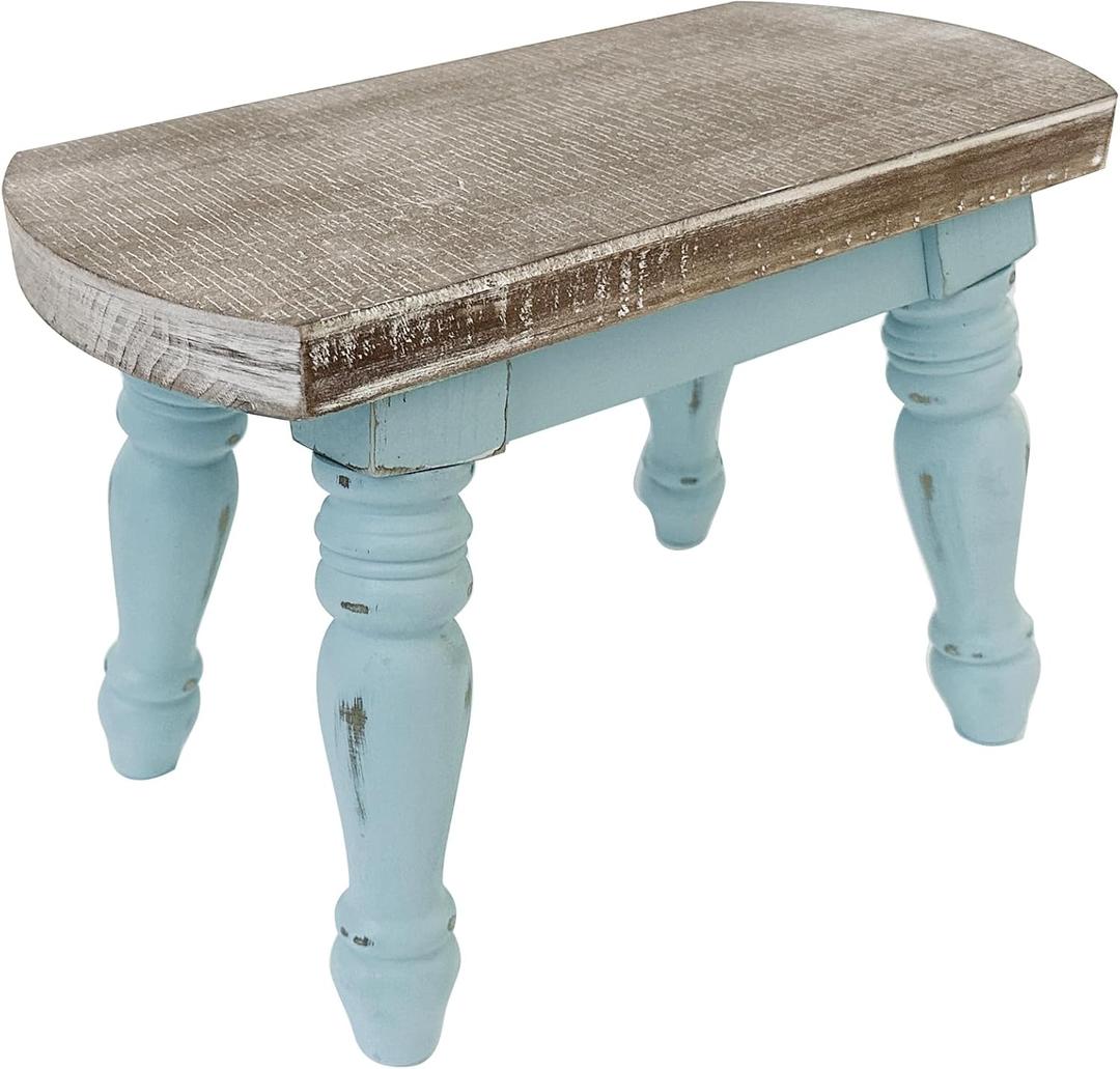 dwellington Farmhouse Wooden Step Stool - Rustic Solid Wood Design, 300lb Capacity, Sturdy Step Ladder for Kids, Kitchen, Bathroom, Vintage Home Decor