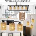 Rattan Lamp Shade, 4-Pack Retro Small Wicker Lamp Shade Replacement, Boho Woven Pendant Light Lampshade Cover for Chandelier,Lamp Holder,Ceiling Light,Pendant Light,Floor Lamps